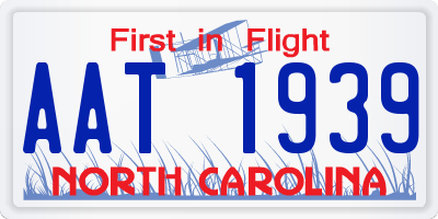 NC license plate AAT1939