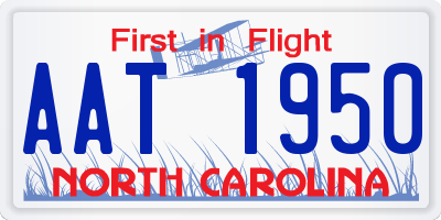 NC license plate AAT1950