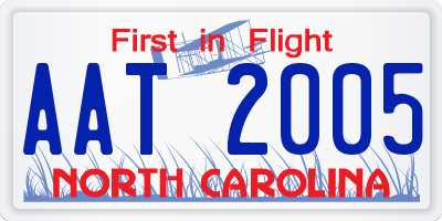 NC license plate AAT2005