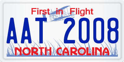 NC license plate AAT2008