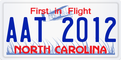 NC license plate AAT2012