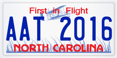NC license plate AAT2016