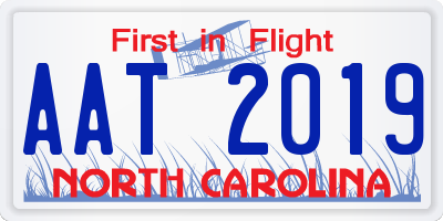 NC license plate AAT2019