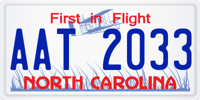 NC license plate AAT2033