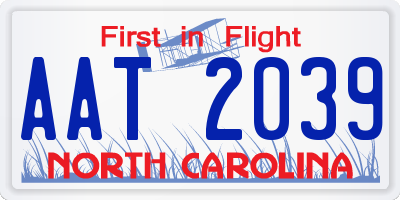 NC license plate AAT2039