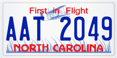 NC license plate AAT2049