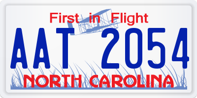 NC license plate AAT2054
