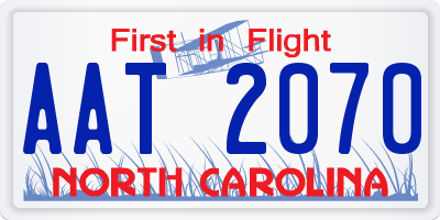 NC license plate AAT2070