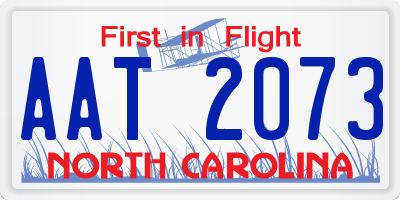 NC license plate AAT2073