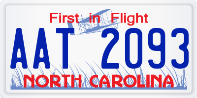 NC license plate AAT2093