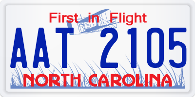 NC license plate AAT2105