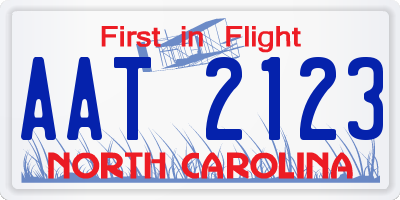 NC license plate AAT2123