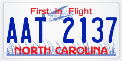 NC license plate AAT2137