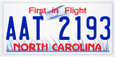 NC license plate AAT2193