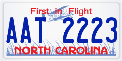 NC license plate AAT2223