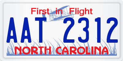 NC license plate AAT2312