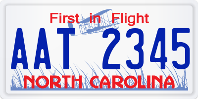 NC license plate AAT2345