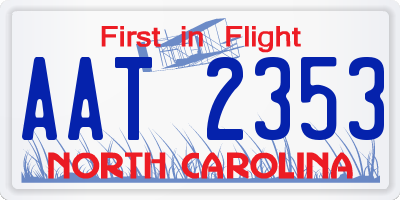 NC license plate AAT2353