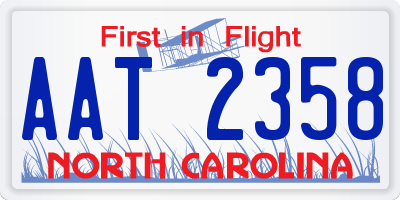 NC license plate AAT2358