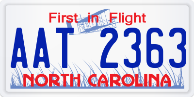 NC license plate AAT2363