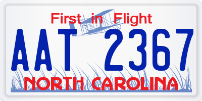 NC license plate AAT2367