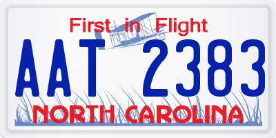 NC license plate AAT2383
