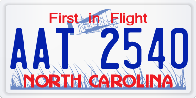 NC license plate AAT2540