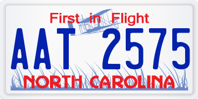 NC license plate AAT2575