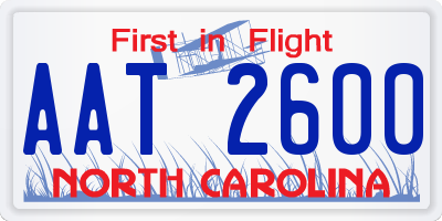 NC license plate AAT2600