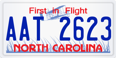 NC license plate AAT2623