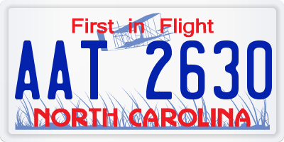 NC license plate AAT2630