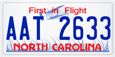 NC license plate AAT2633