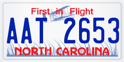NC license plate AAT2653