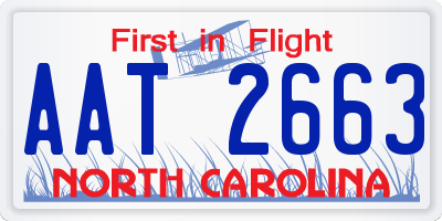NC license plate AAT2663