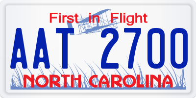 NC license plate AAT2700