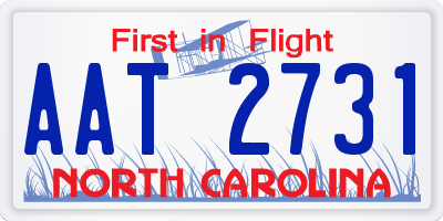NC license plate AAT2731