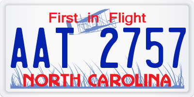 NC license plate AAT2757