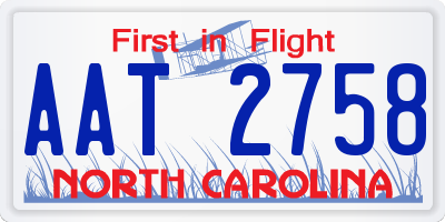 NC license plate AAT2758
