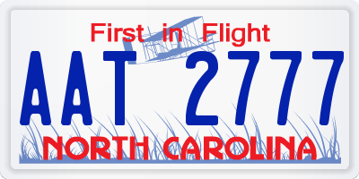 NC license plate AAT2777