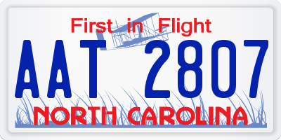NC license plate AAT2807