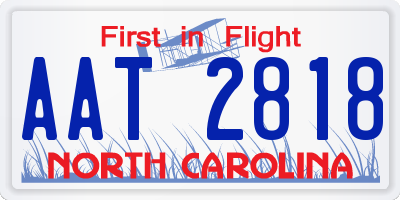 NC license plate AAT2818