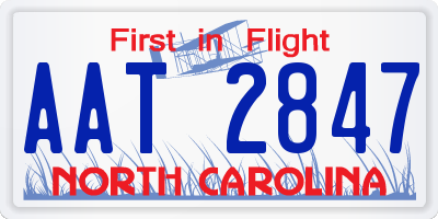 NC license plate AAT2847