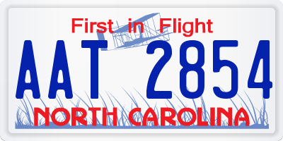 NC license plate AAT2854