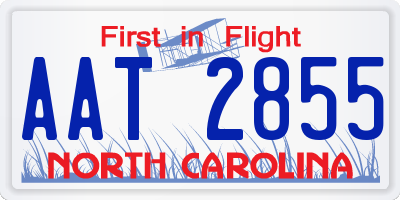 NC license plate AAT2855