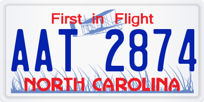 NC license plate AAT2874