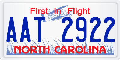 NC license plate AAT2922