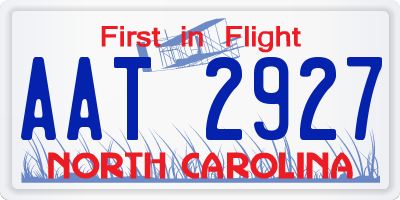 NC license plate AAT2927