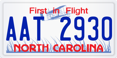 NC license plate AAT2930