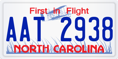NC license plate AAT2938
