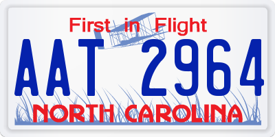 NC license plate AAT2964